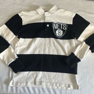 Rowing Blazers x NBA Brooklyn Nets Men's XS Black Stripe Rugby Shirt